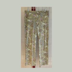 Y2K Sigrid Olsen Sz 12 Green Graphic Flat Front Straight Pants Cotton Spandex